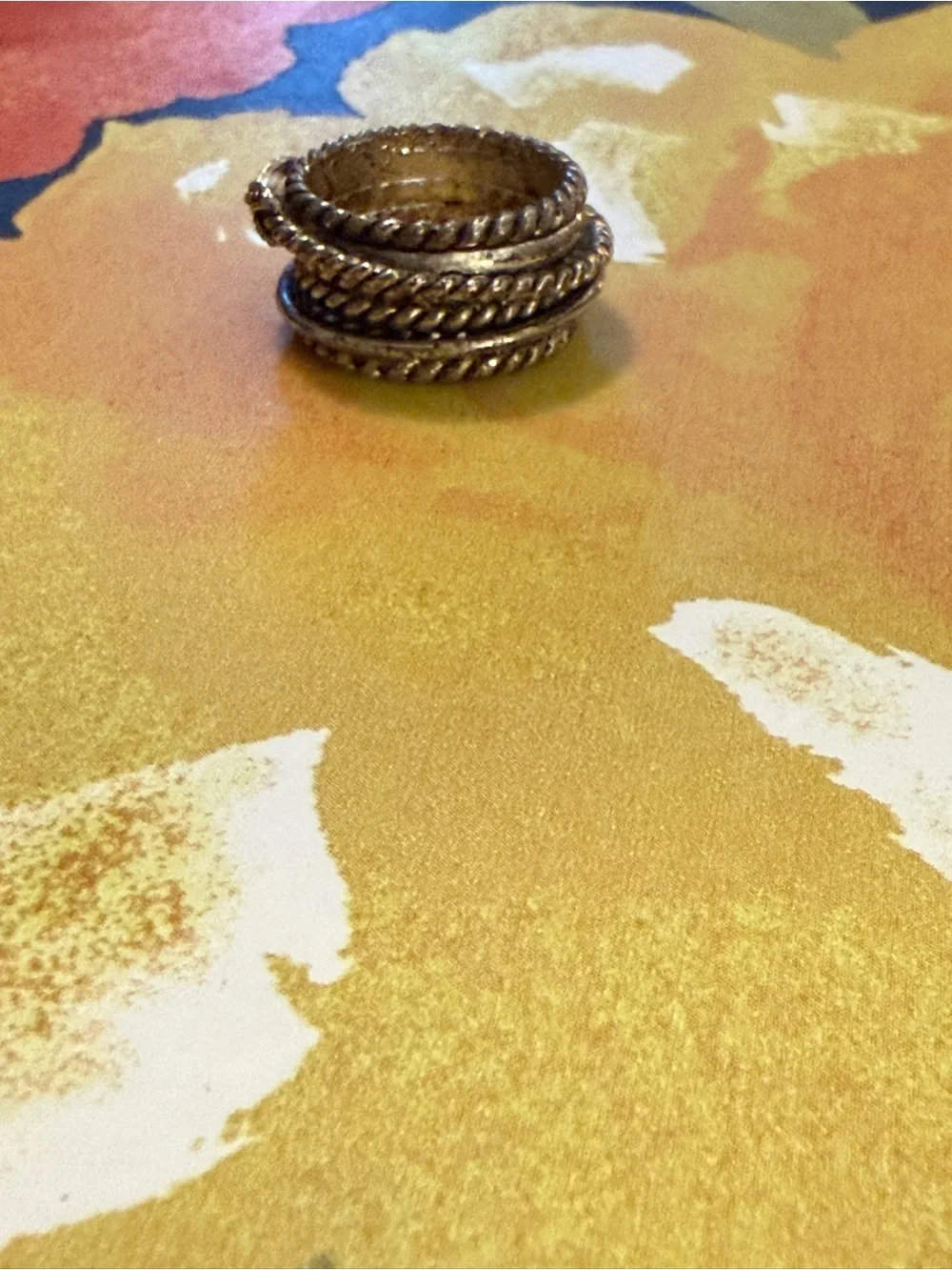 Premier Designs Silver Tone Multi Band Rope Ring Size 6 Boho Statement Ring - Picture 7 of 7